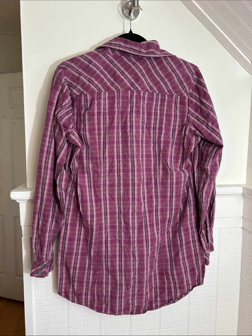 Vintage Woolrich Cotton Purple Plaid Button-Up Shirt size Medium 100% cotton - Picture 5 of 7